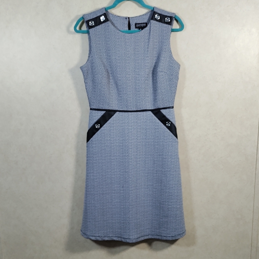 6L01 Enfocus Studio black & white knit sleeveless dress 6